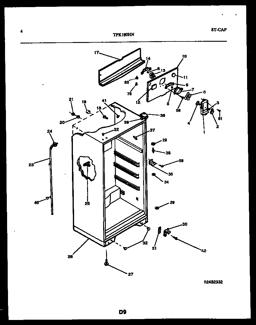 Kelvinator TPK180HN1D cabinet parts diagram