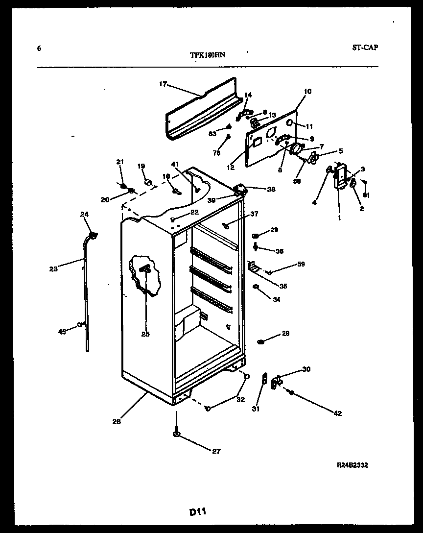 Kelvinator TPK180HN1D cabinet parts diagram