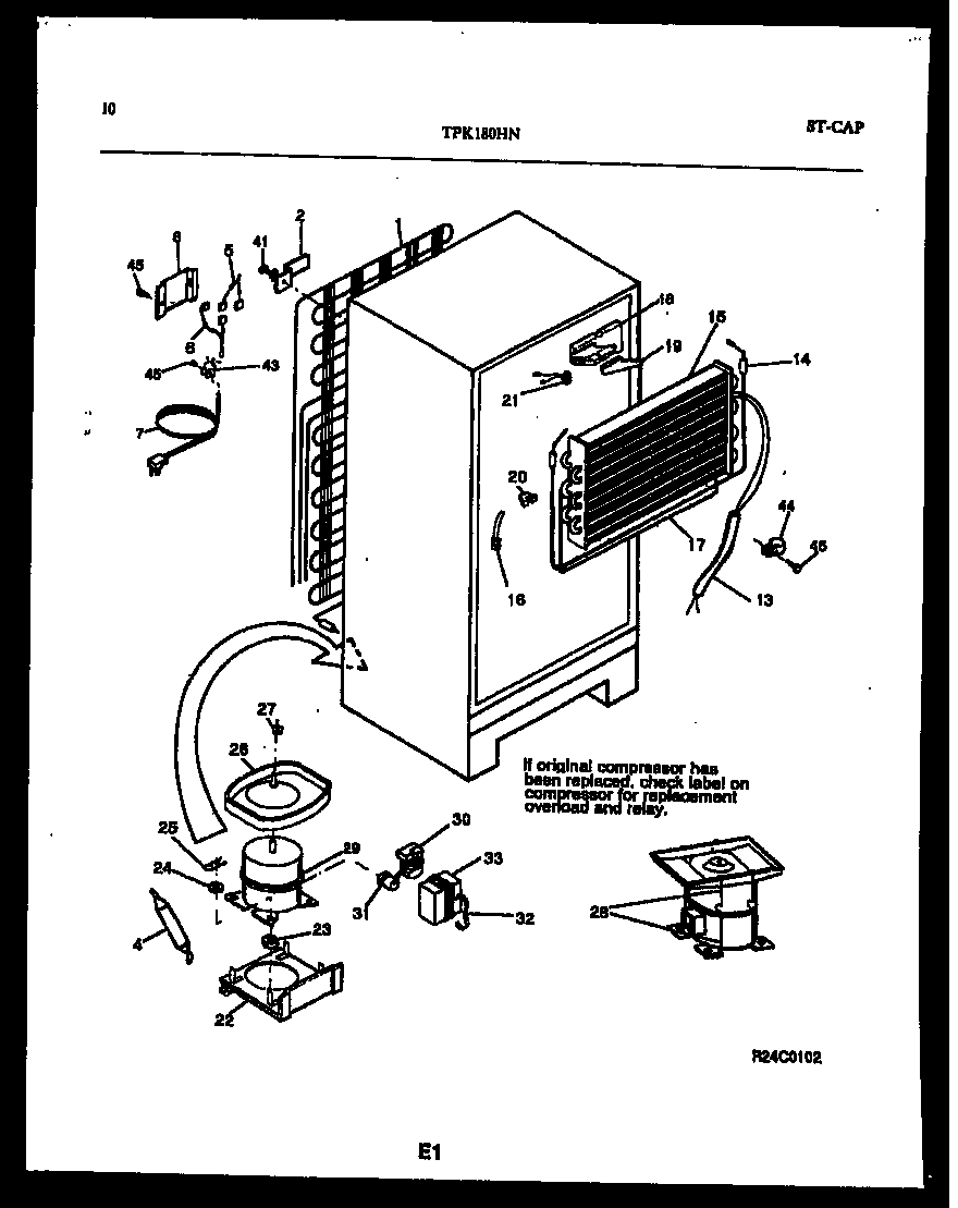 Kelvinator TPK180HN1D system and automatic defrost parts diagram
