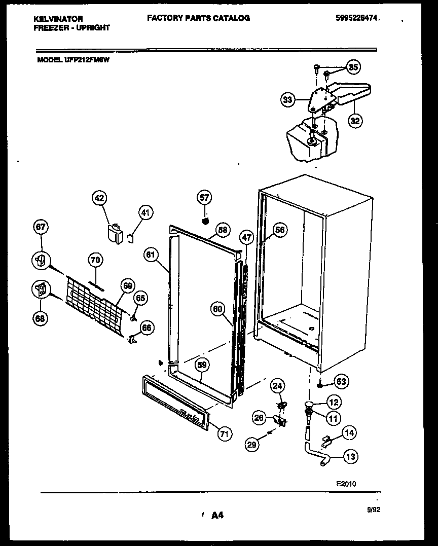 Kelvinator UFP212FM6W cabinet parts diagram