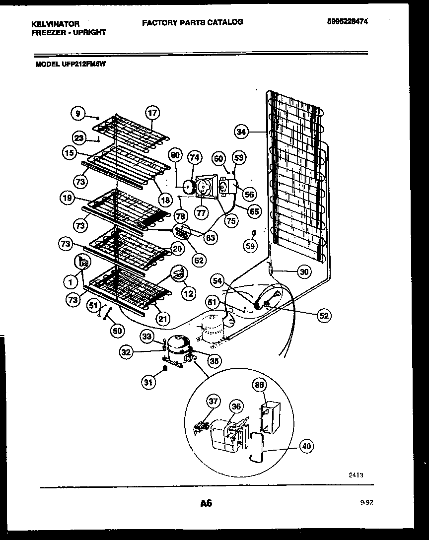Kelvinator UFP212FM6W system and electrical parts diagram