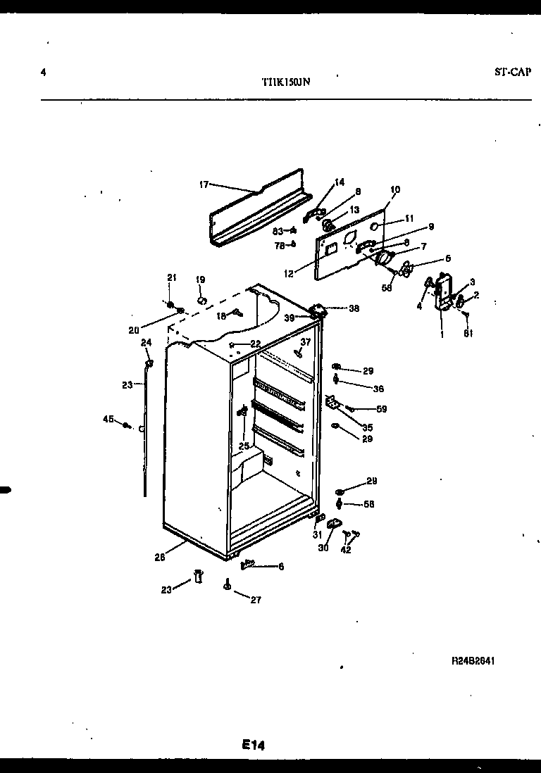 Kelvinator THK150JN2W cabinet parts diagram