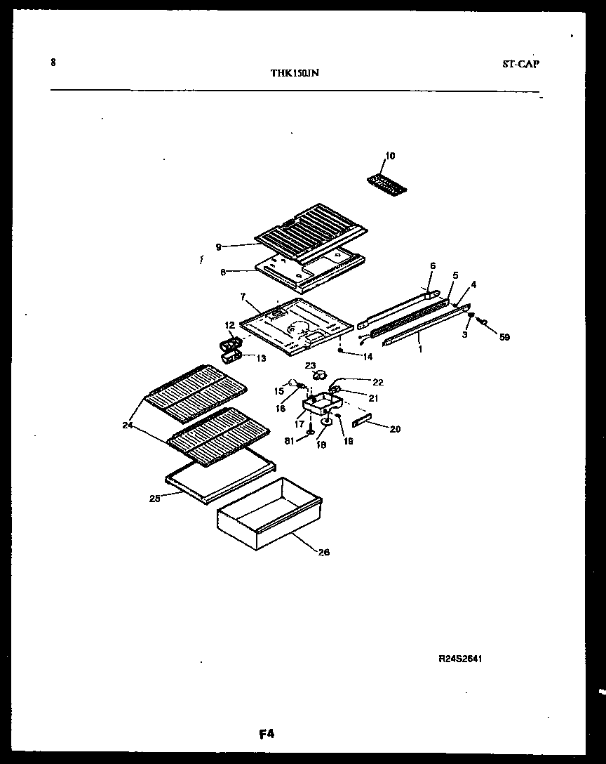 Kelvinator THK150JN2W shelves and supports diagram