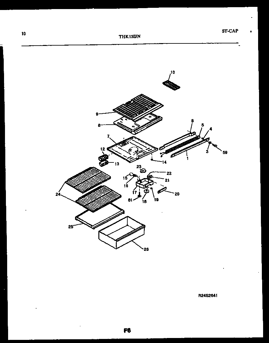 Kelvinator THK150JN2W shelves and supports diagram