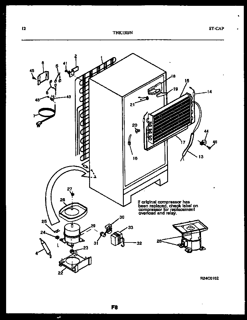 Kelvinator THK150JN2W system and automatic defrost parts diagram