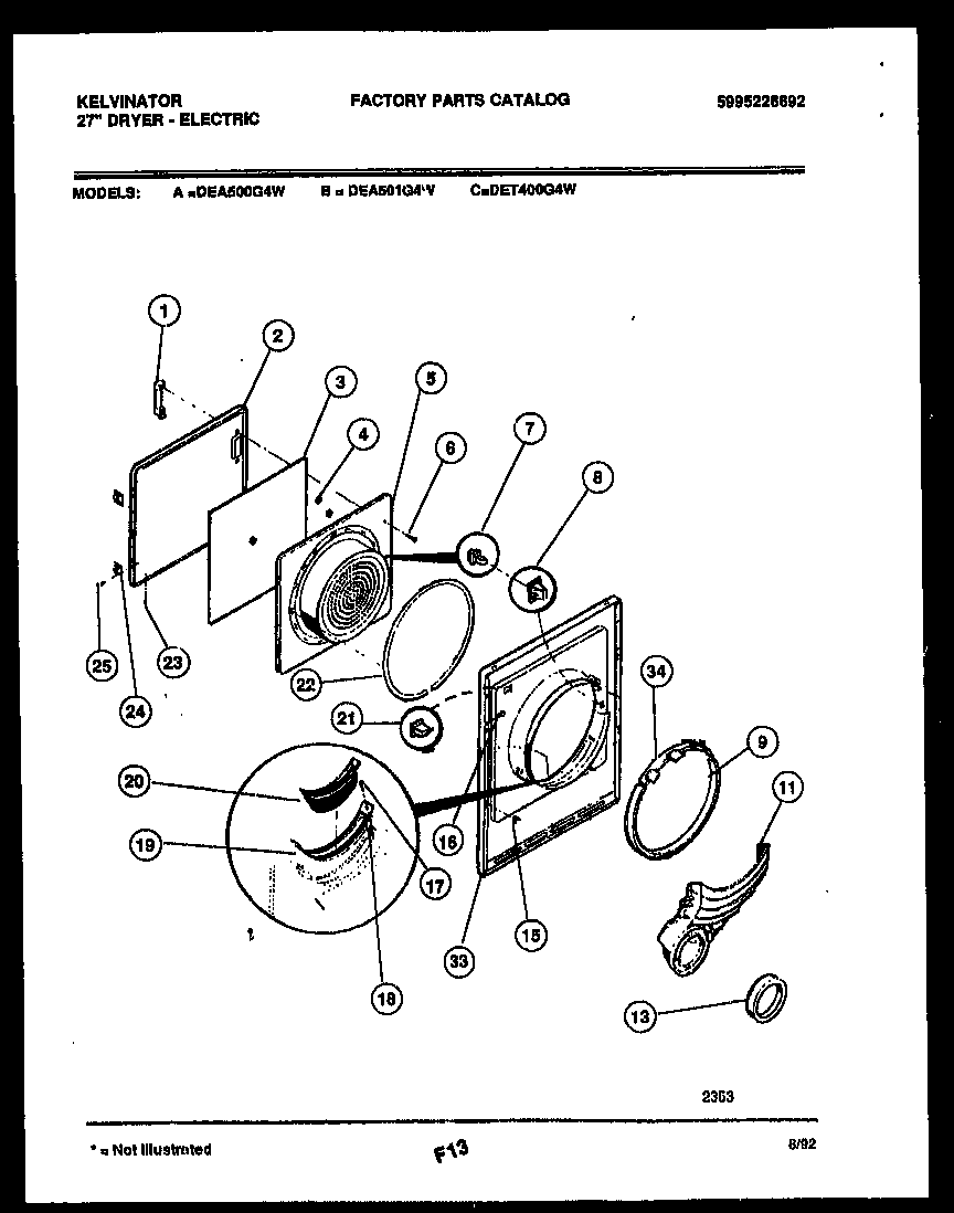 Kelvinator DEA500G4W door parts diagram
