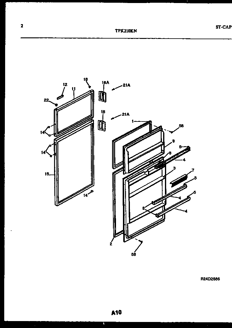 Kelvinator TPK210KN0W door parts diagram