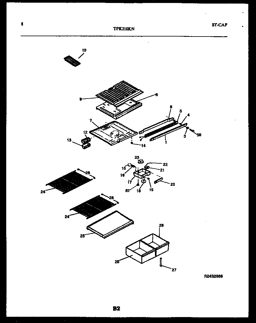 Kelvinator TPK210KN0W shelves and supports diagram