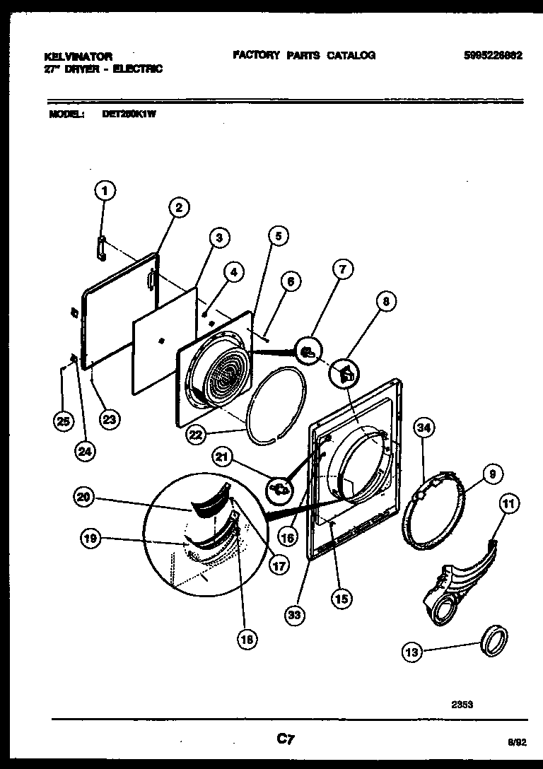 Kelvinator DET250K1W door parts diagram