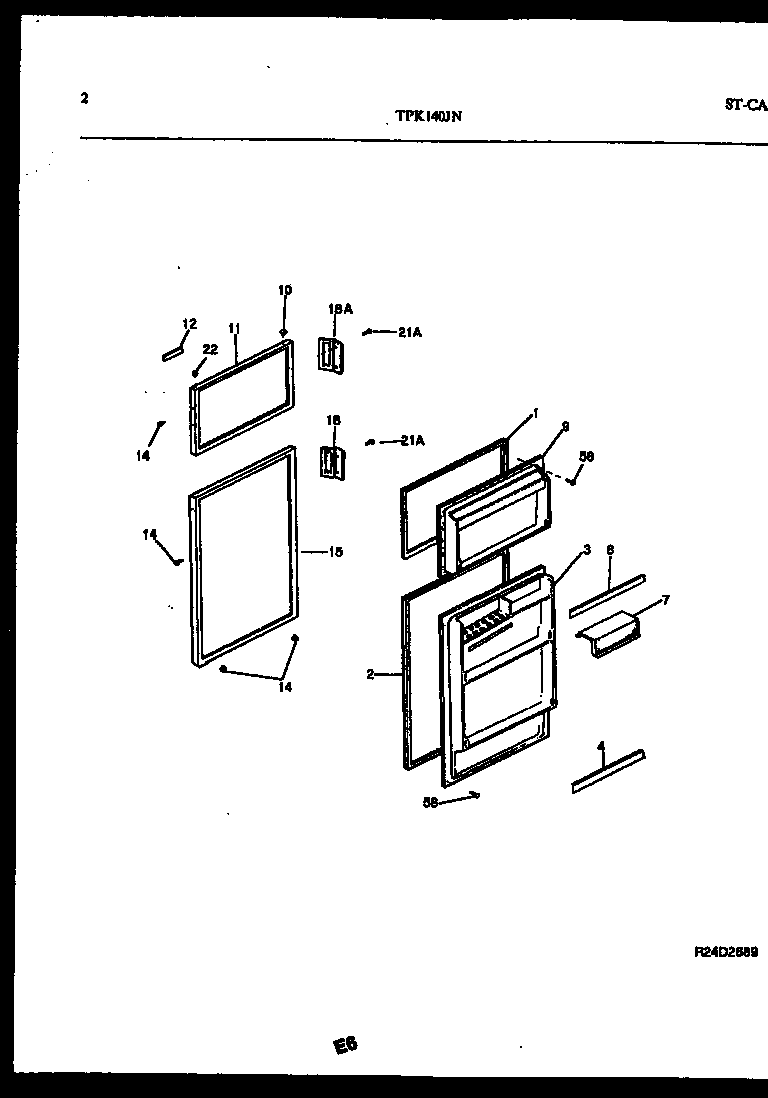 Kelvinator TPK140JN3D door parts diagram