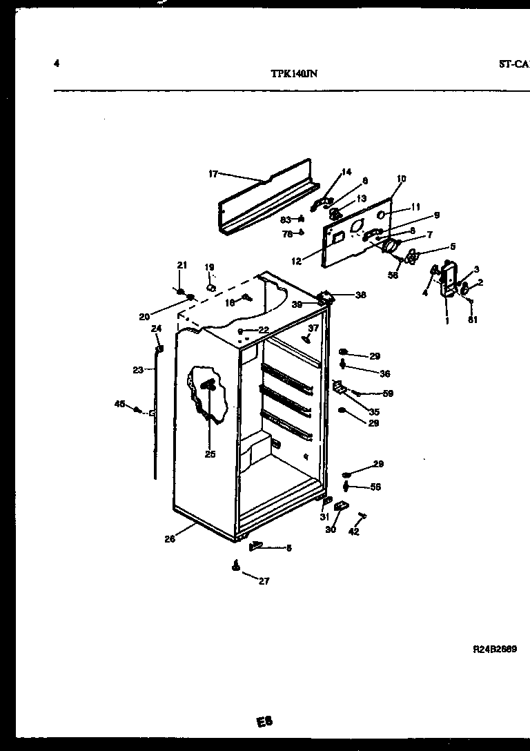 Kelvinator TPK140JN3D cabinet parts diagram