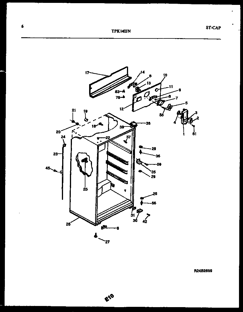 Kelvinator TPK140JN3D cabinet parts diagram