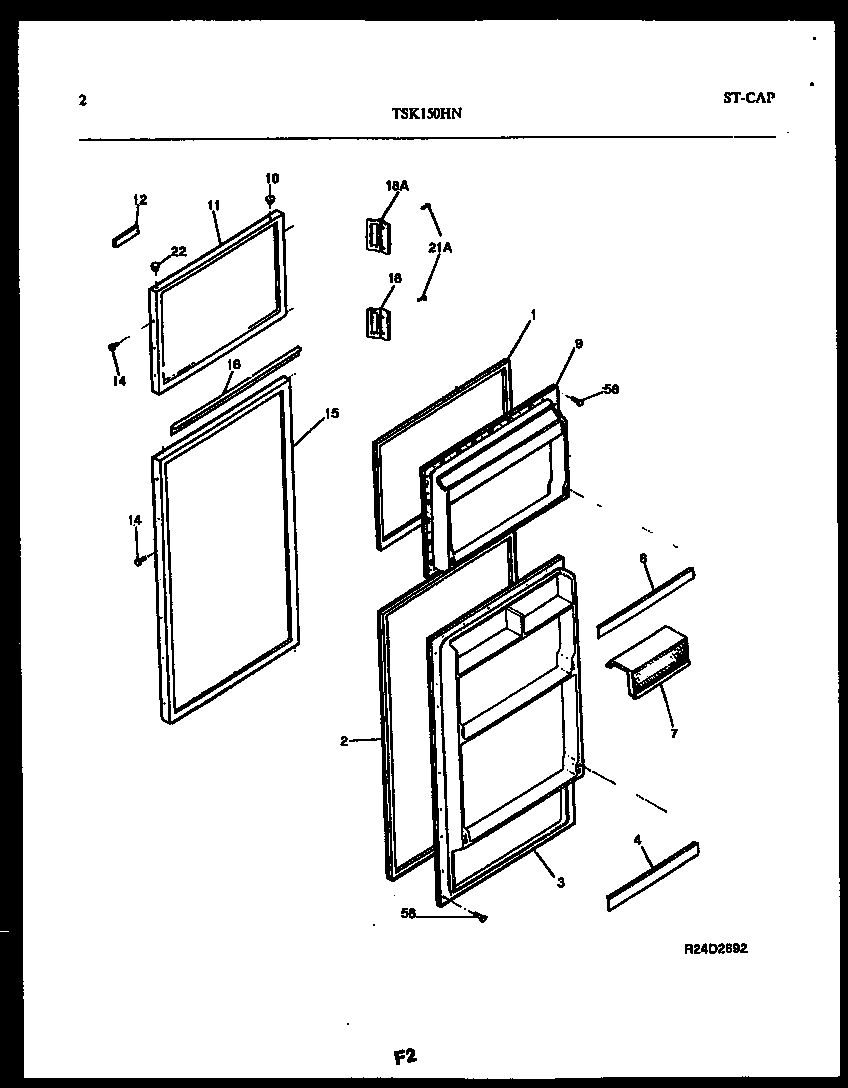 Kelvinator TSK150HN2D door parts diagram