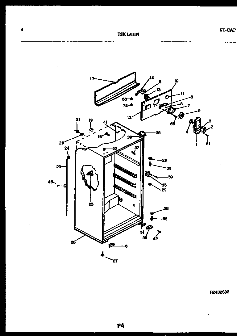 Kelvinator TSK150HN2D cabinet parts diagram
