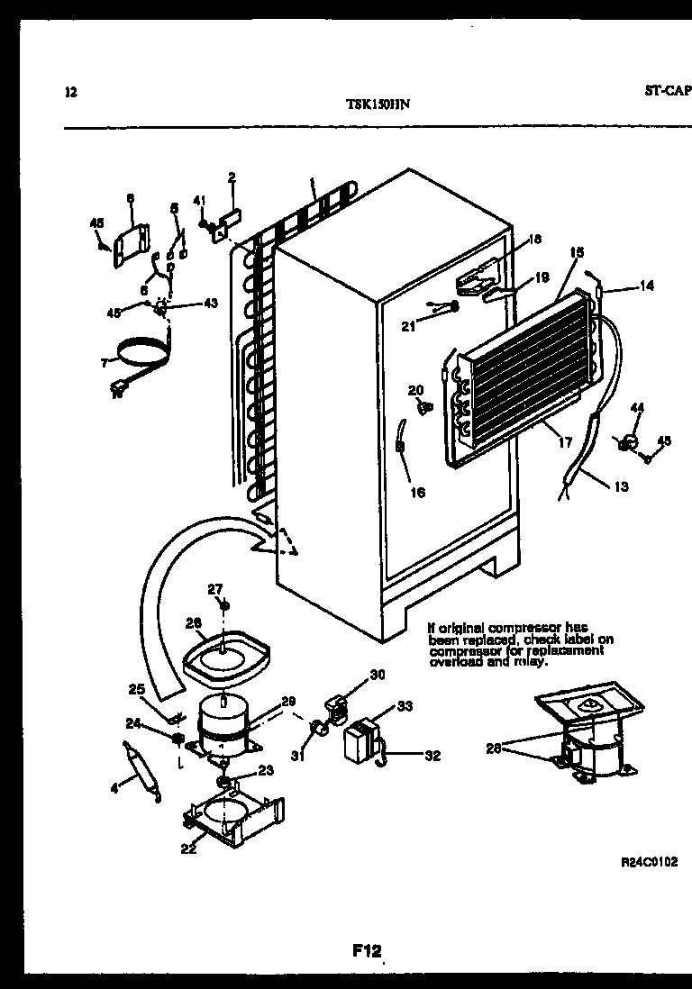 Kelvinator TSK150HN2D system and automatic defrost parts diagram
