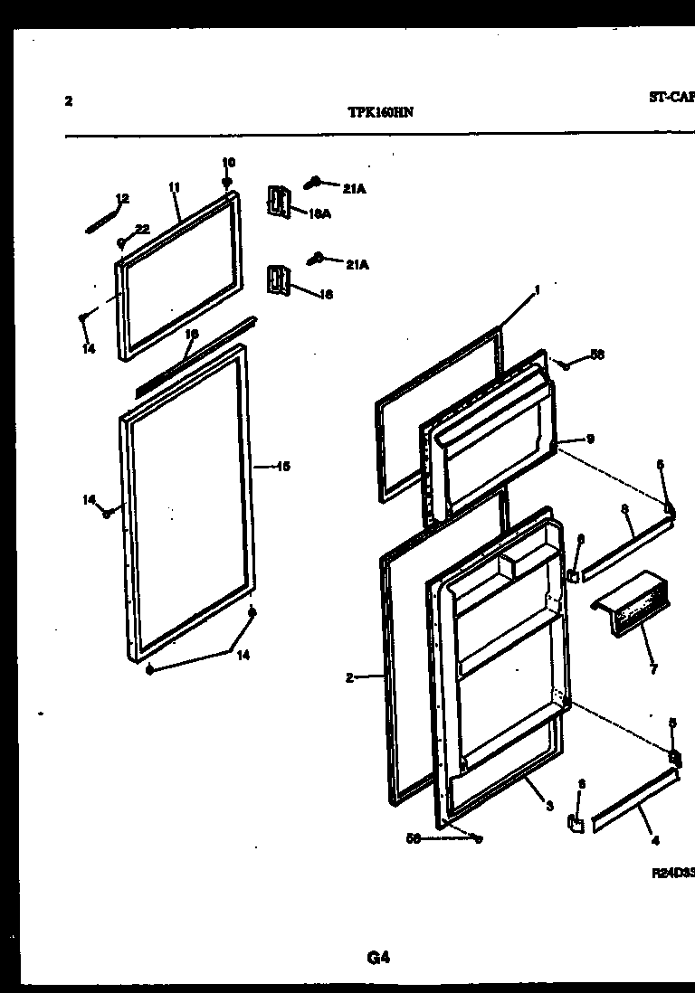 Kelvinator TPK160HN2D door parts diagram