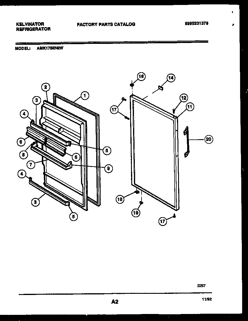 Kelvinator AMK175EN2W door parts diagram