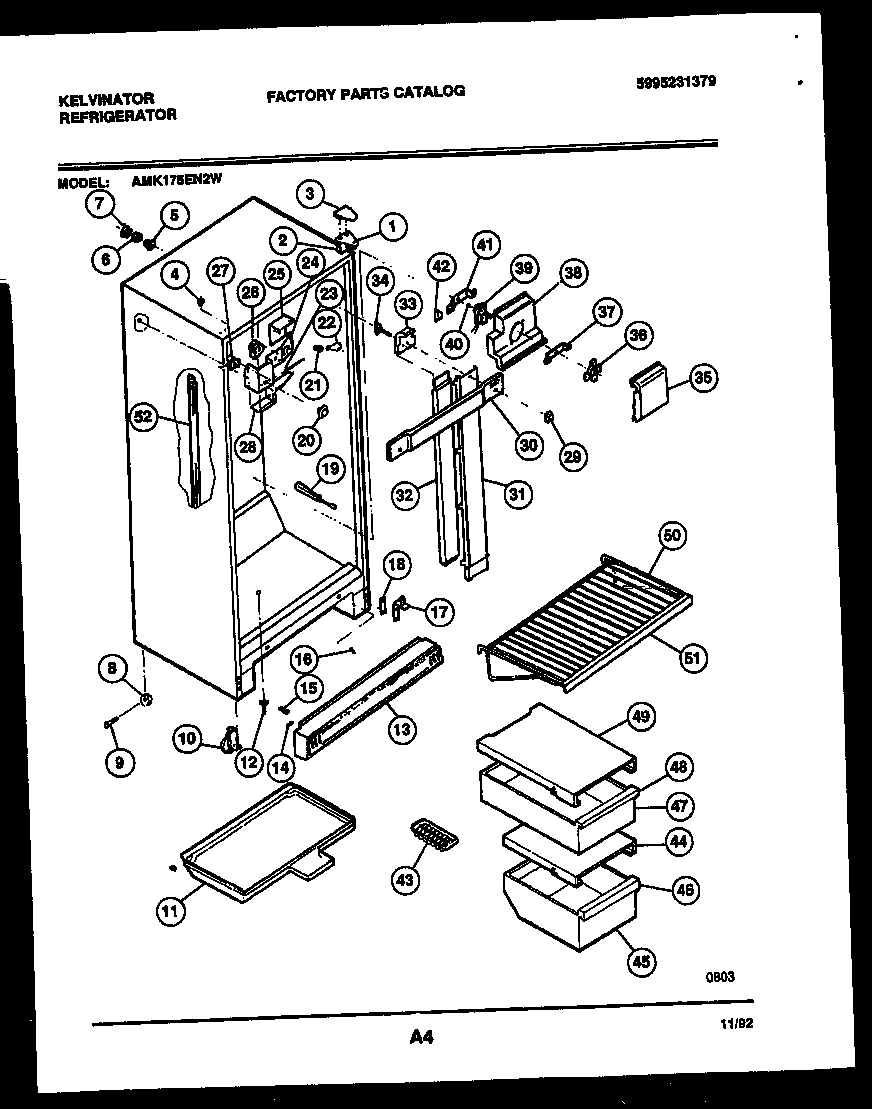 Kelvinator AMK175EN2W cabinet parts diagram
