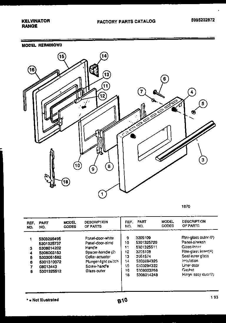 Kelvinator RER406GW3 door parts diagram