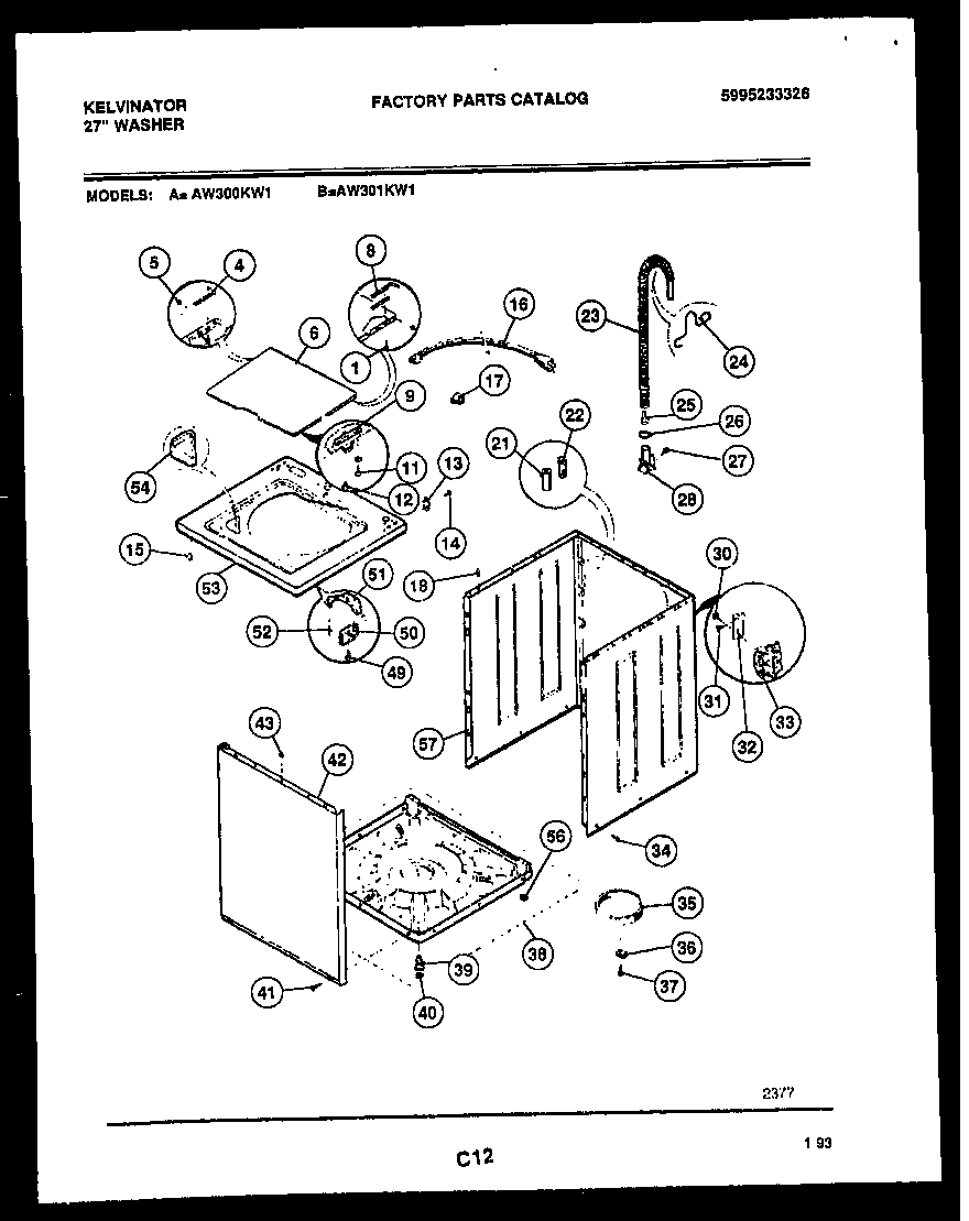 Kelvinator AW300KD1 cabinet parts diagram