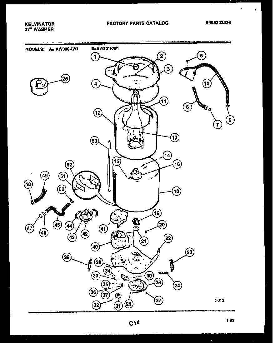 Kelvinator AW300KD1 tub detail diagram