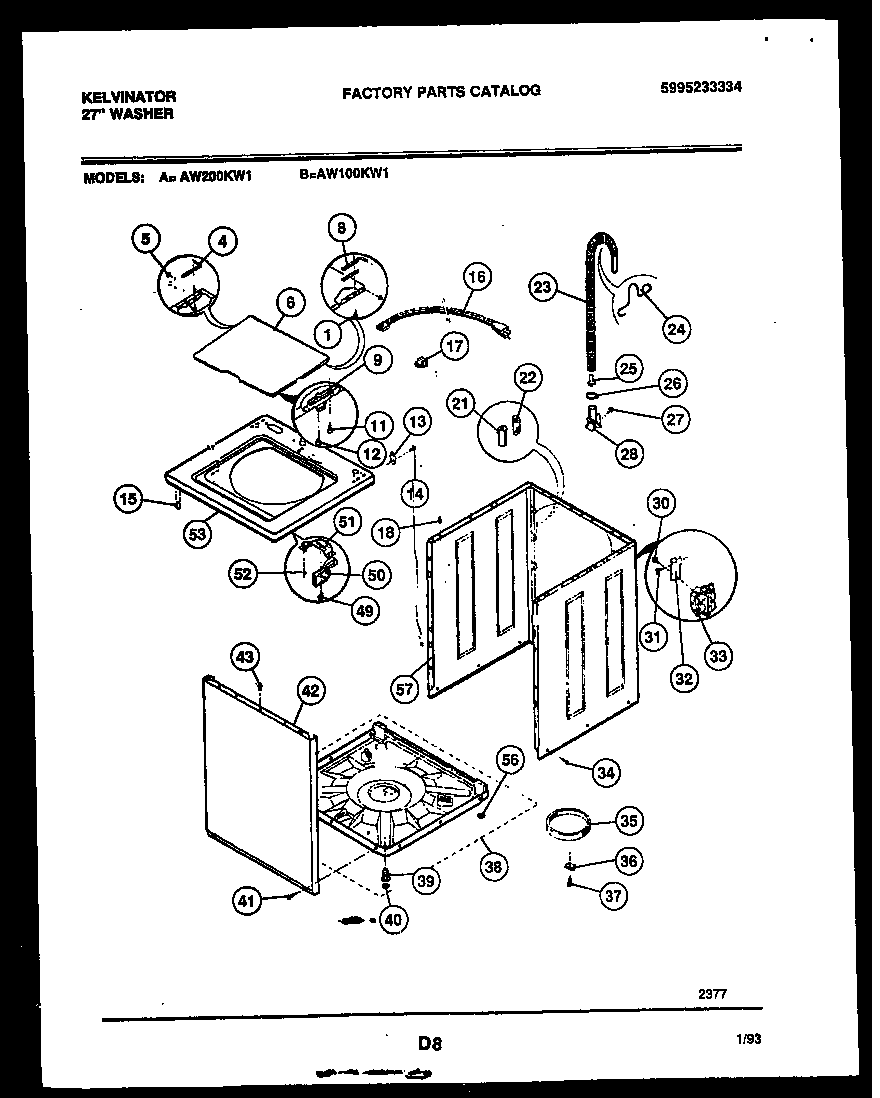 Kelvinator AW200KD1 cabinet parts diagram