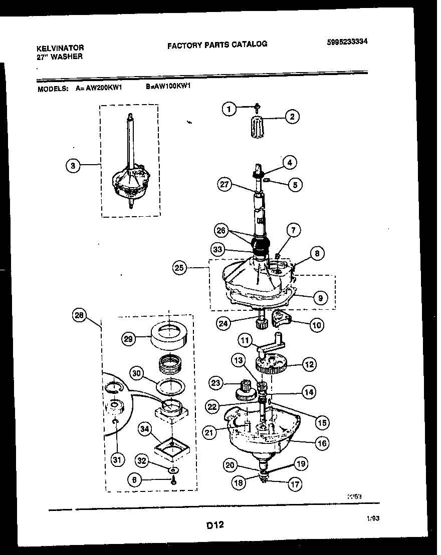 Kelvinator AW200KD1 transmission parts diagram