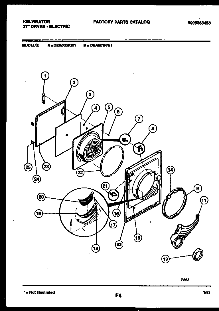 Kelvinator DEA500KW1 door parts diagram