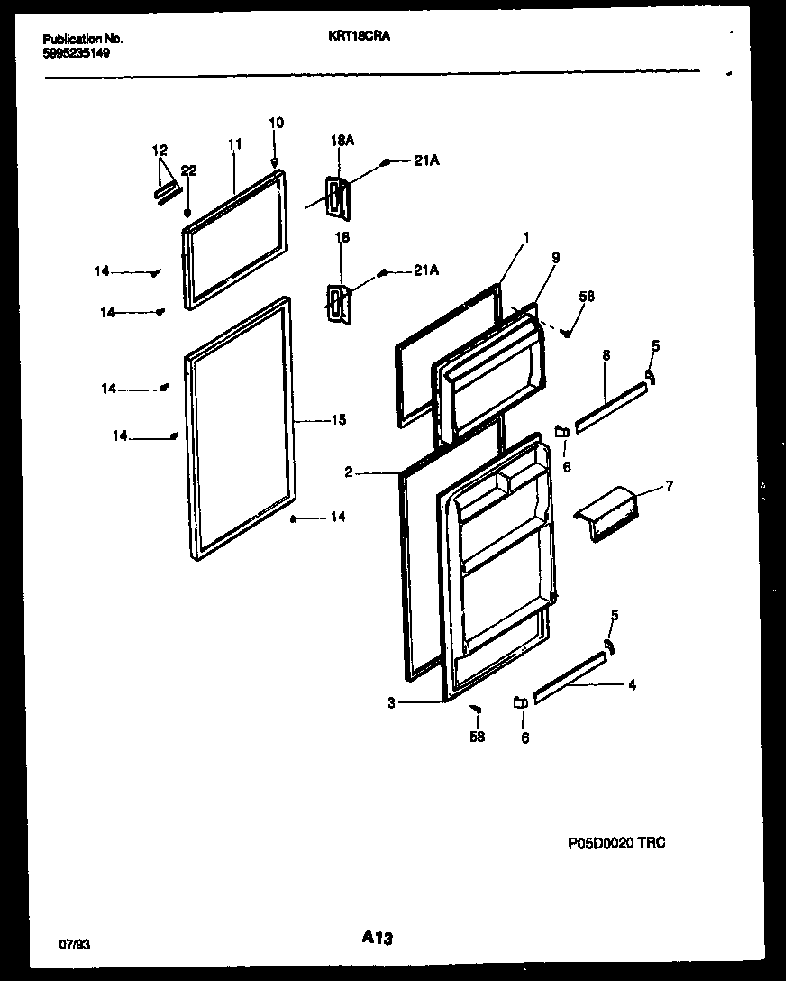 Kelvinator KRT18CRAD0 door parts diagram