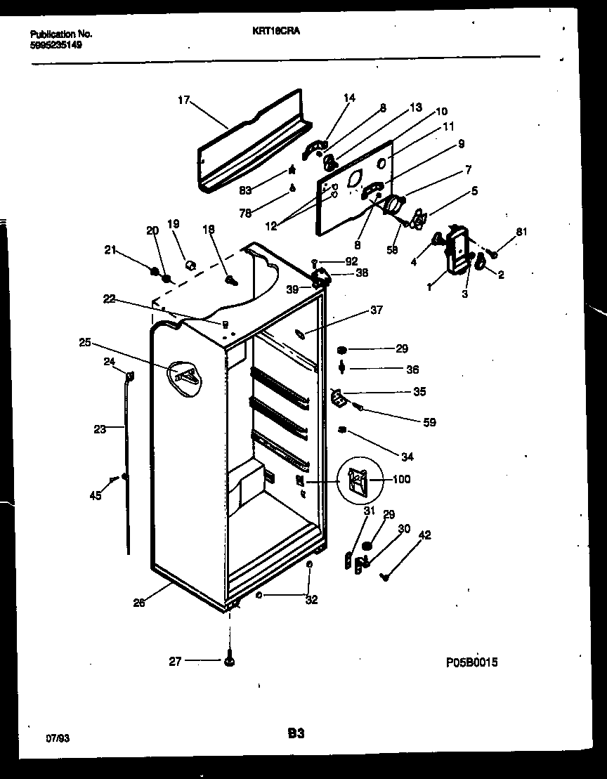 Kelvinator KRT18CRAD0 cabinet parts diagram
