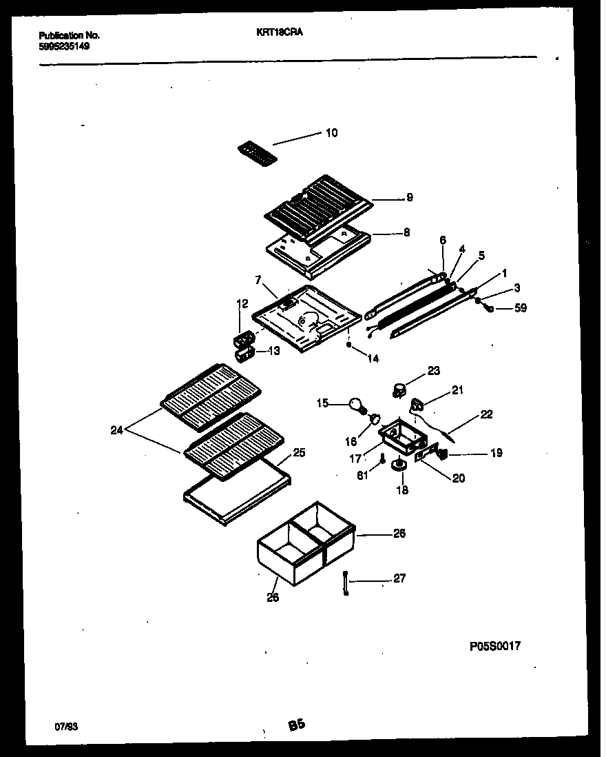 Kelvinator KRT18CRAD0 shelves and supports diagram