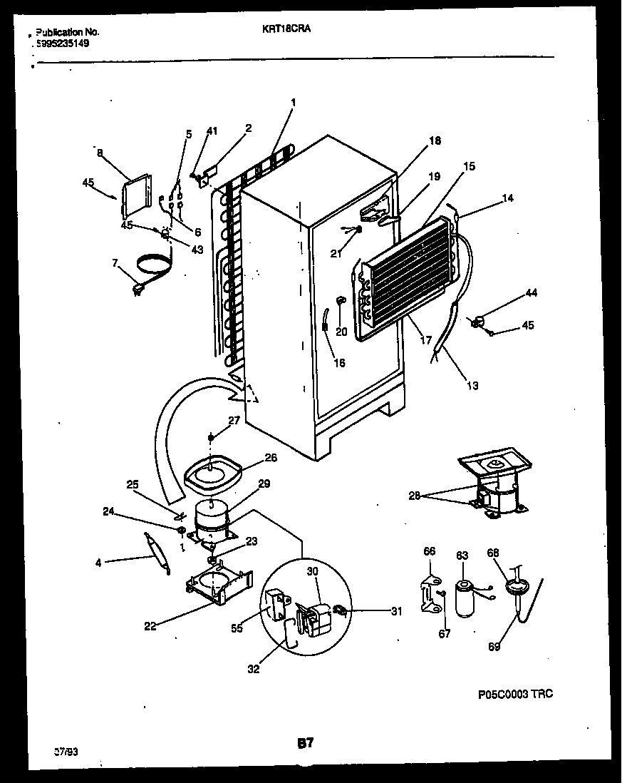 Kelvinator KRT18CRAD0 system and automatic defrost parts diagram