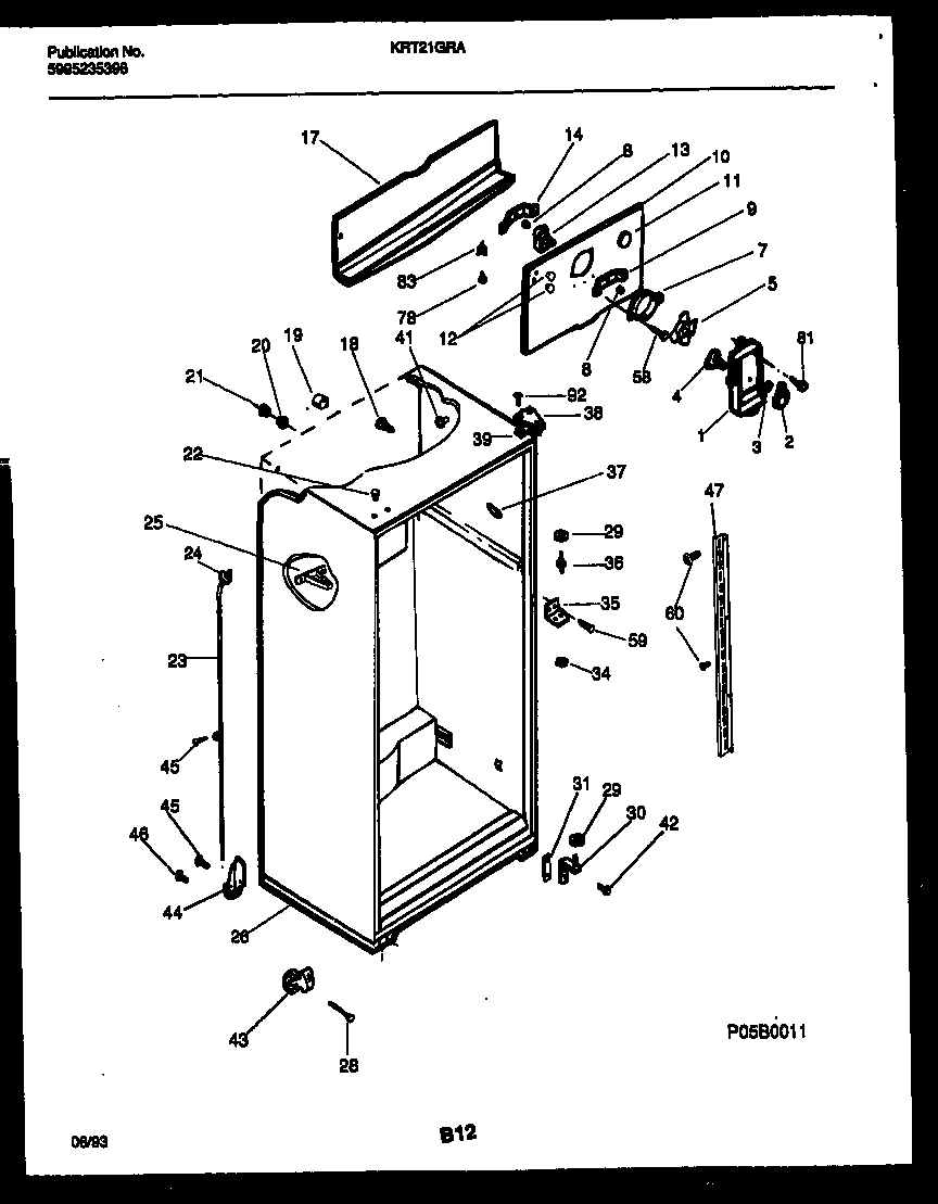 Kelvinator KRT21GRAD0 cabinet parts diagram