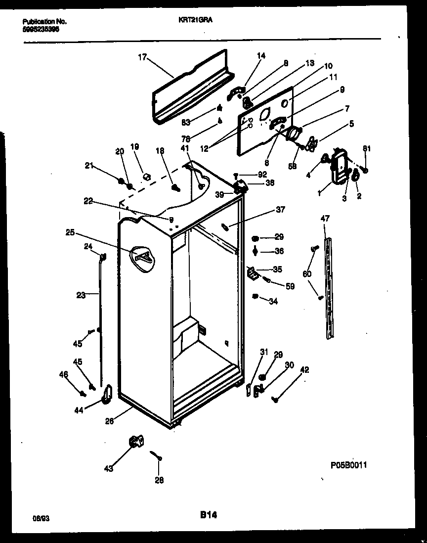 Kelvinator KRT21GRAD0 cabinet parts diagram