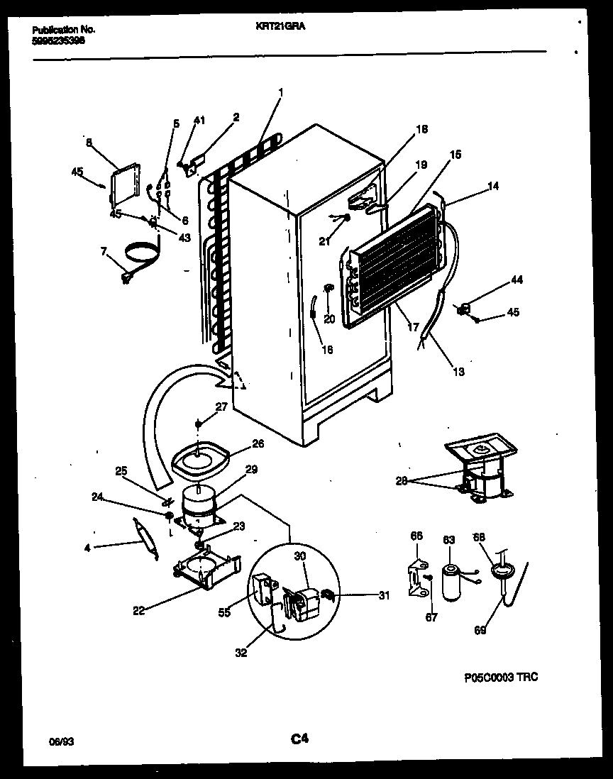 Kelvinator KRT21GRAD0 system and automatic defrost parts diagram