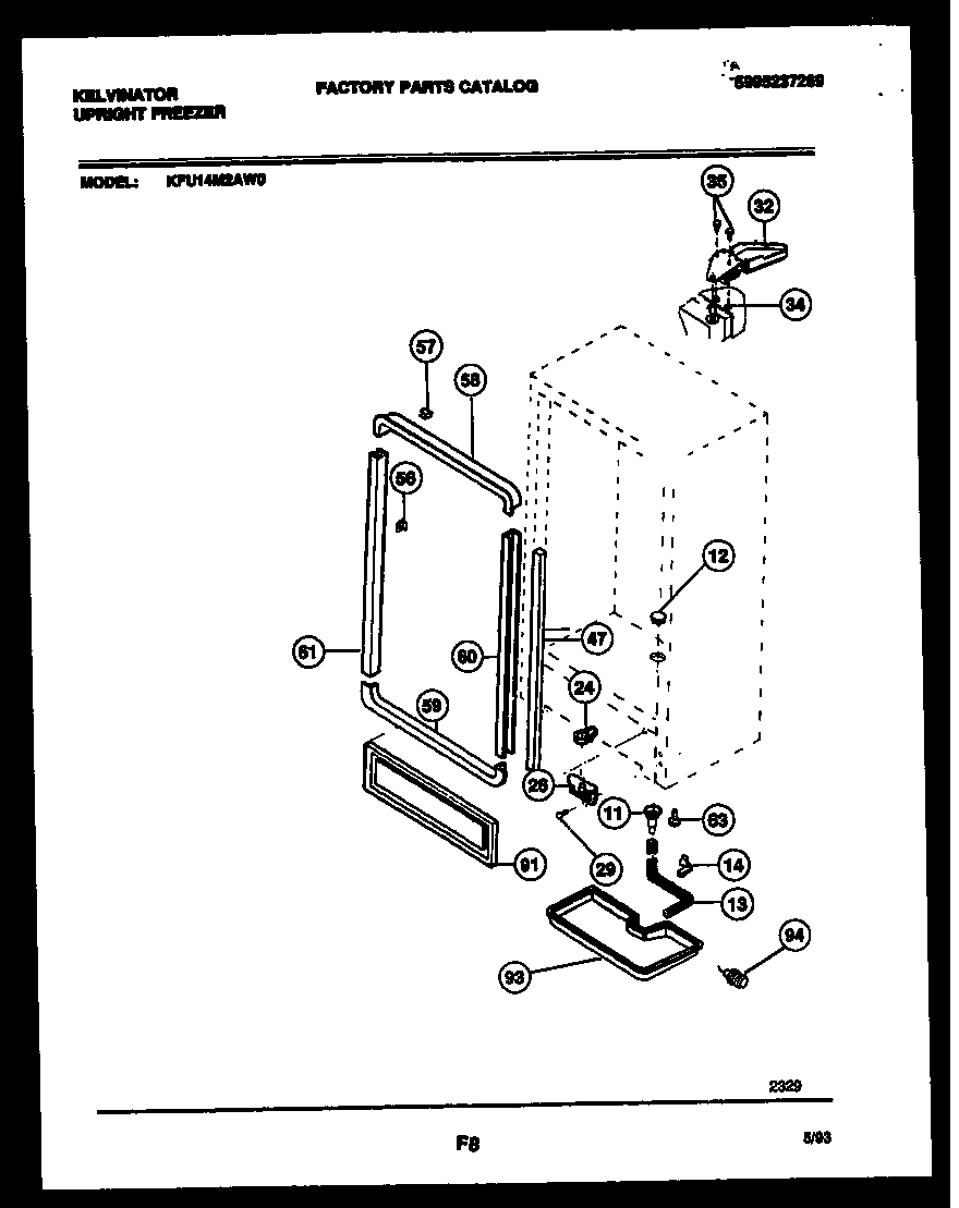 Kelvinator KFU14M2AW0 cabinet parts diagram