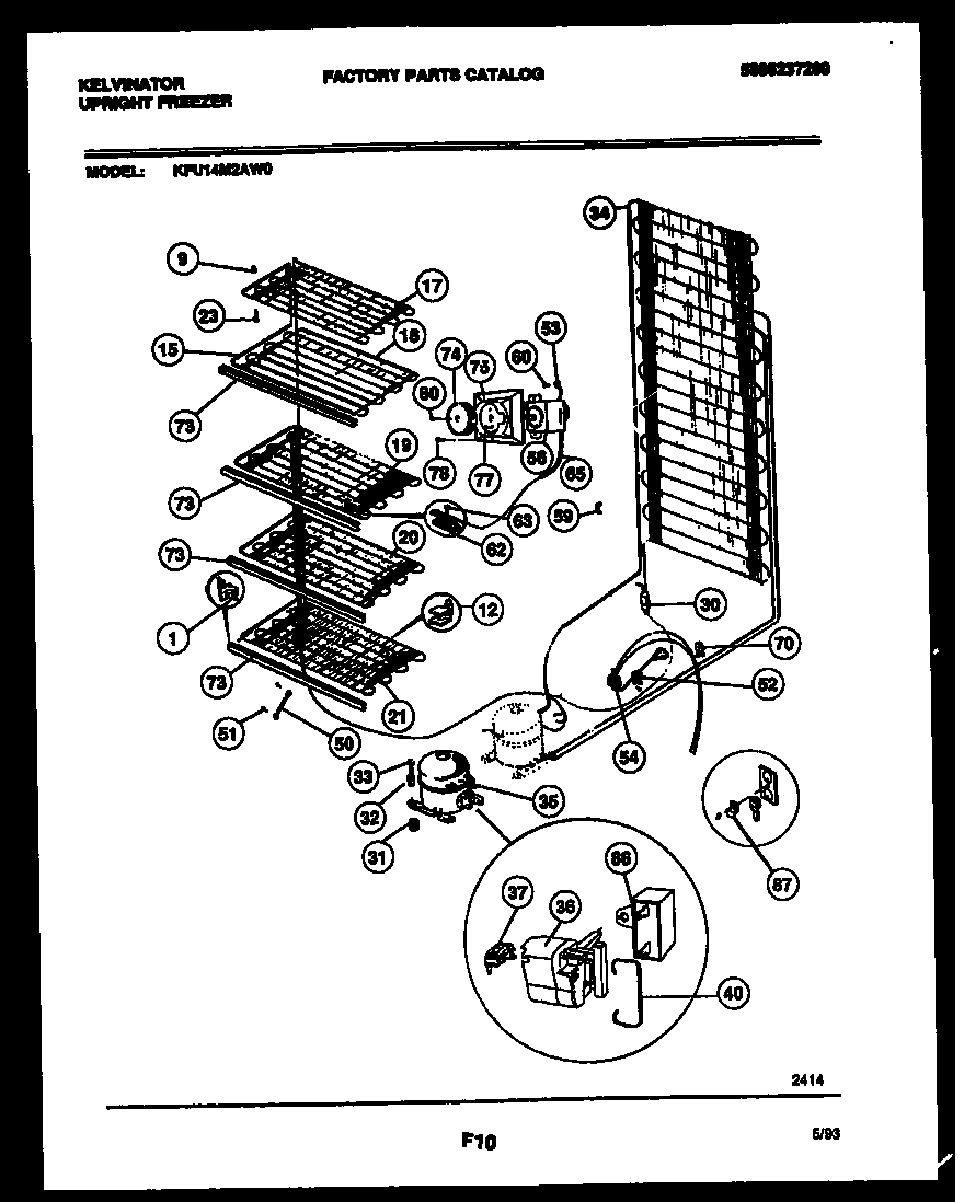 Kelvinator KFU14M2AW0 system and electrical parts diagram