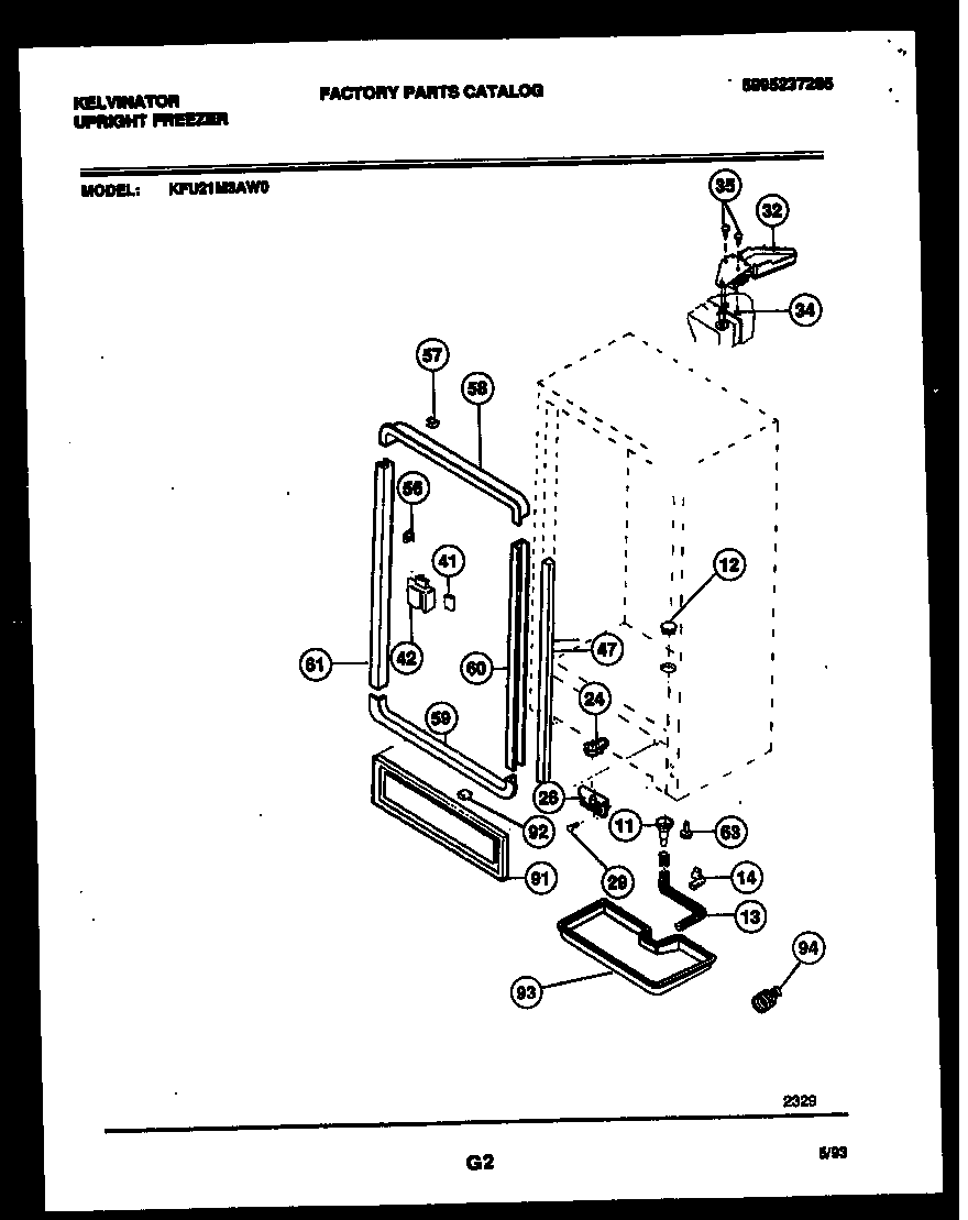 Kelvinator KFU21M3AW0 cabinet parts diagram