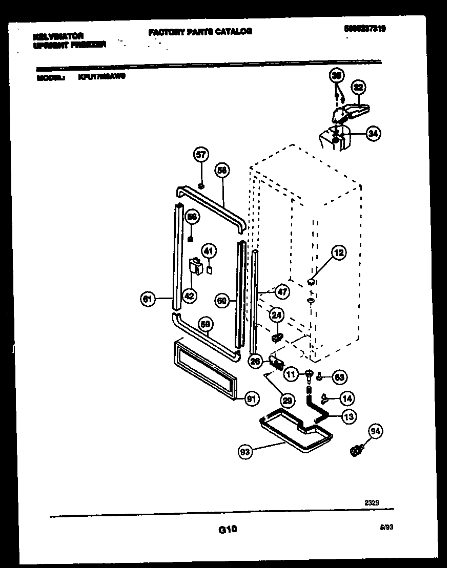 Kelvinator KFU17M3AW0 cabinet parts diagram