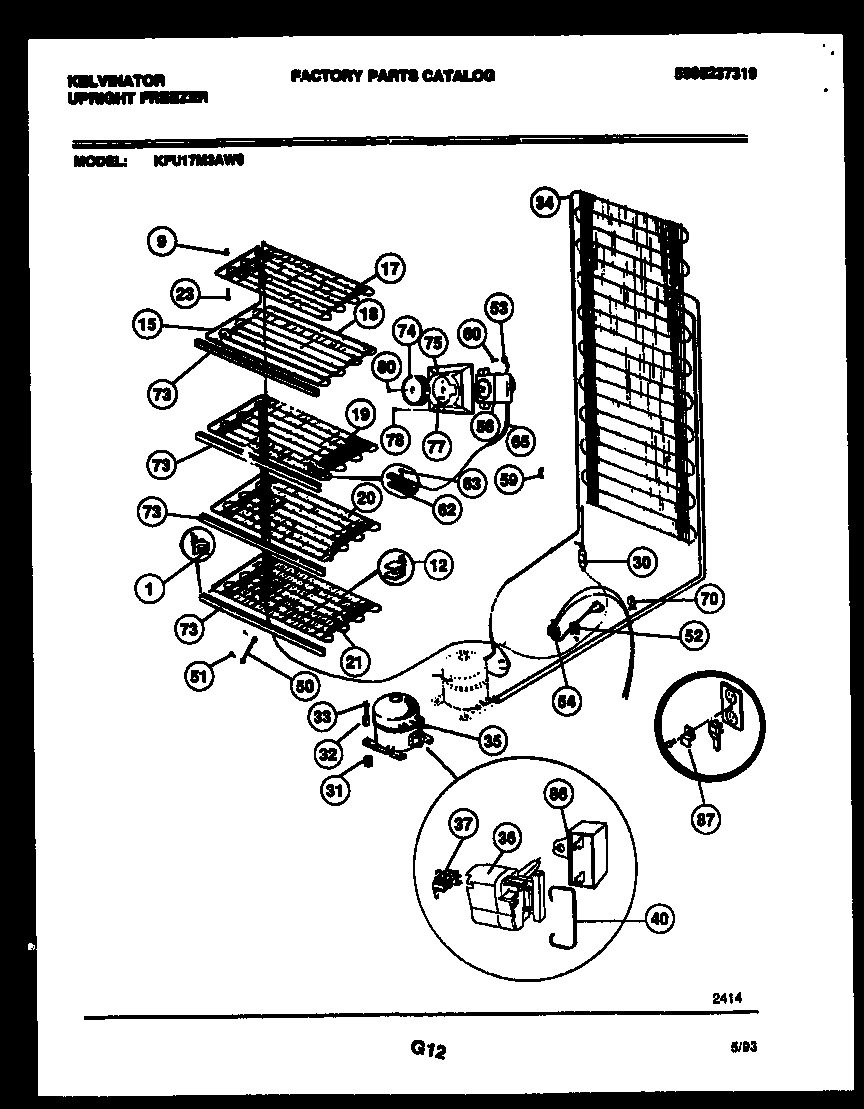 Kelvinator KFU17M3AW0 system and electrical parts diagram