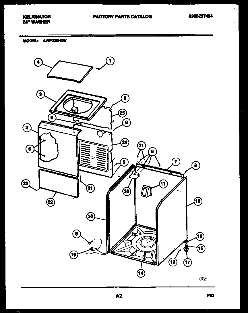 Kelvinator AWP330H3W cabinet parts diagram