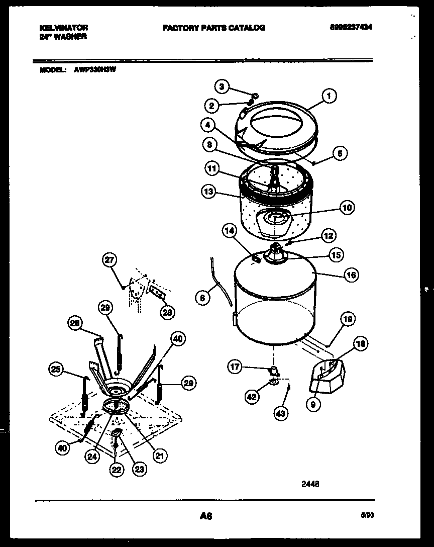Kelvinator AWP330H3W tub detail diagram