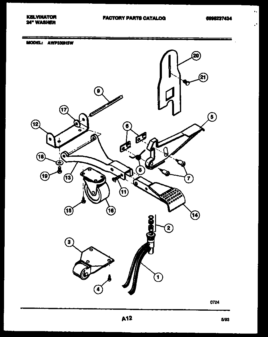 Kelvinator AWP330H3W portable washer components diagram