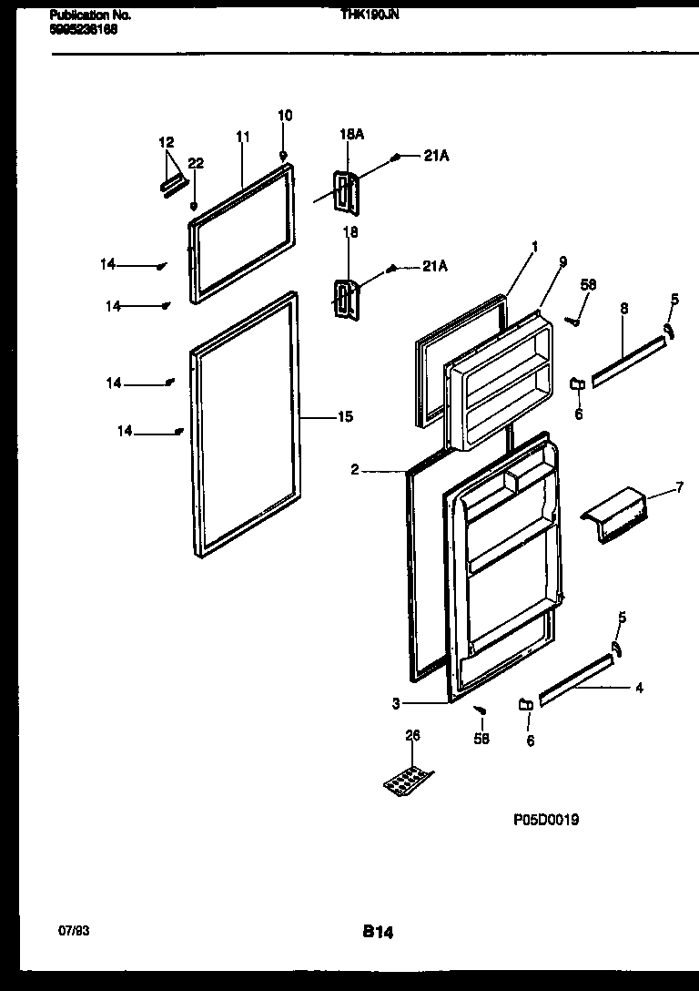 Kelvinator THK190JN2W door parts diagram