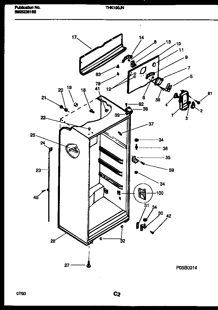 Kelvinator THK190JN2W cabinet parts diagram