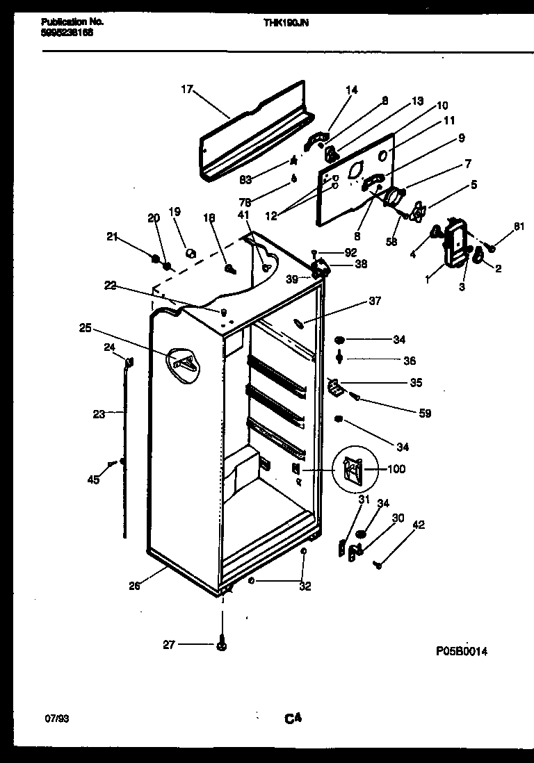 Kelvinator THK190JN2W cabinet parts diagram