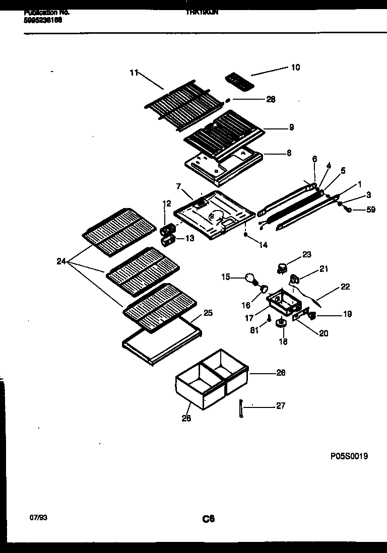 Kelvinator THK190JN2W shelves and supports diagram