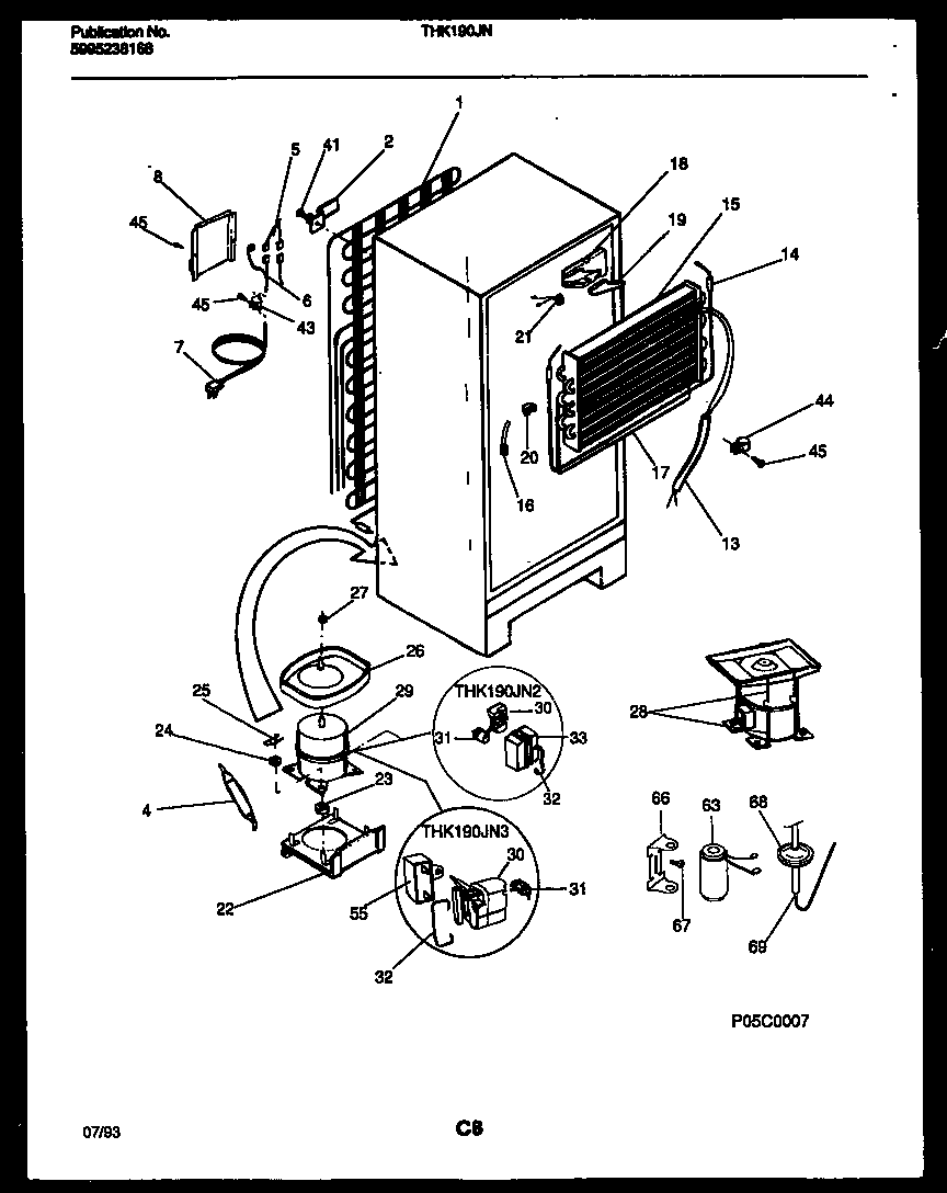 Kelvinator THK190JN2W system and automatic defrost parts diagram