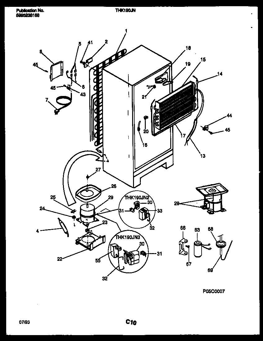 Kelvinator THK190JN2W system and automatic defrost parts diagram