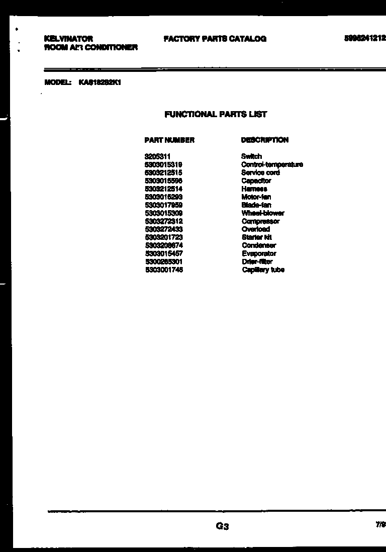 Kelvinator AW200KW2 null diagram